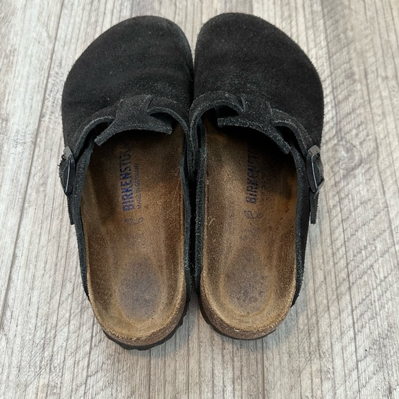 Birkenstock Boston Black Suede Leather Clogs Mules Slip On Shoes - Picture 3 of 5